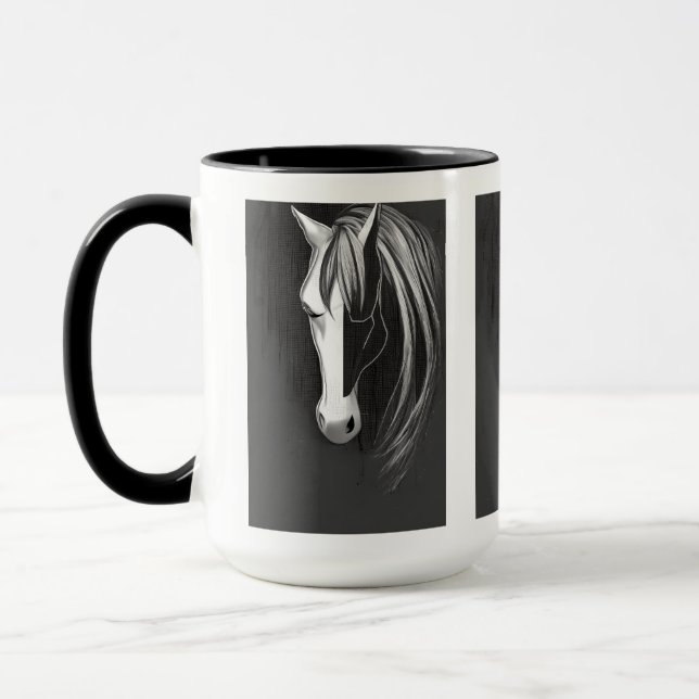 Taza Caballo abstracto negro y blanco (Izquierda)