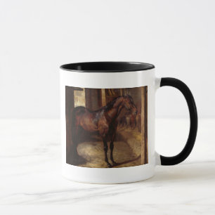 Taza Caballo de bahía oscuro en el establo