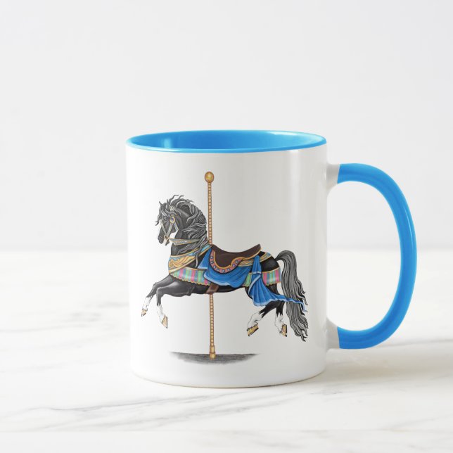 Taza Caballo de carrusel negro (Derecha)