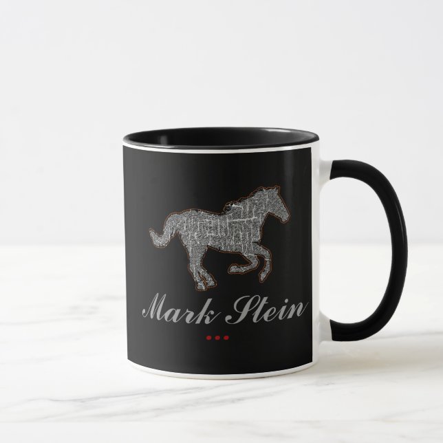 Taza caballo de granja negro personalizado (Derecha)