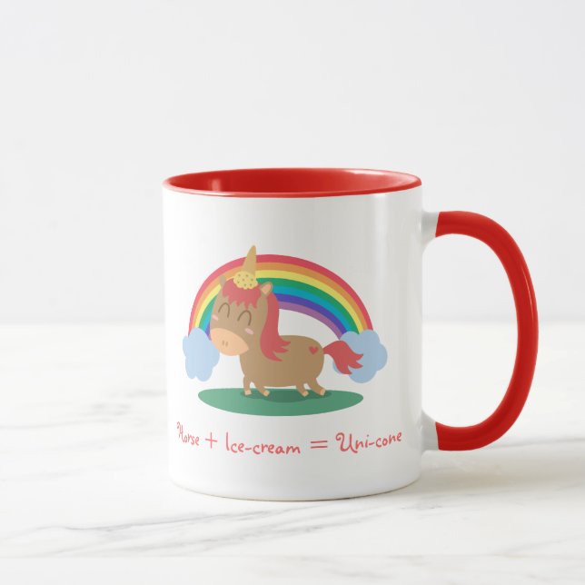 Taza Caballo de Kawaii Brown que intenta ser un (Derecha)