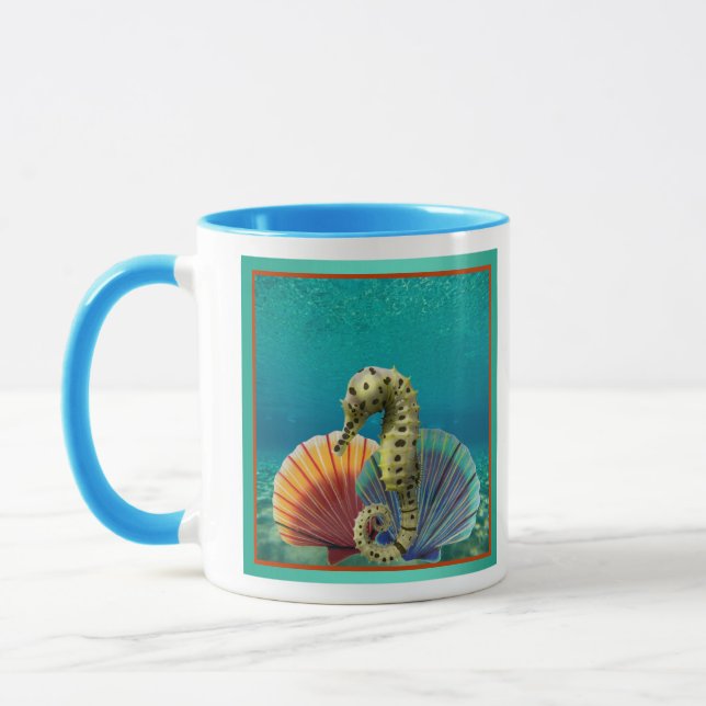 Taza Caballo de mar amarillo y conchas de vieiras (Izquierda)