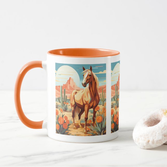 Taza Caballo del desierto del Palomino de Arte Pop (Con donut)