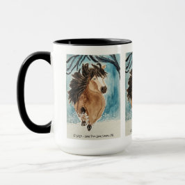 Taza Caballo en miniatura en arte acuático original de 