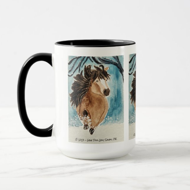 Taza Caballo en miniatura en arte acuático original de  (Izquierda)