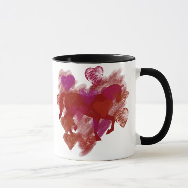 Taza Caballo - esquema rojo del caballo con los (Derecha)