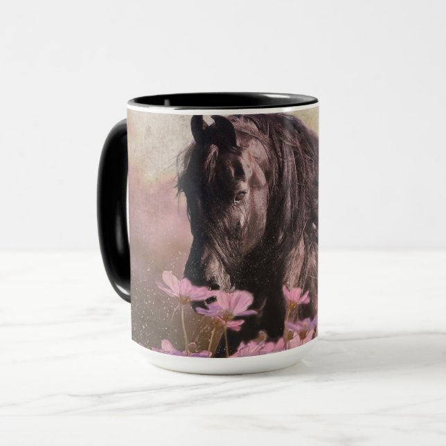 Taza Caballo Friesiano de Belleza Negra - Mug, Cup, Dri (Anverso izquierdo)