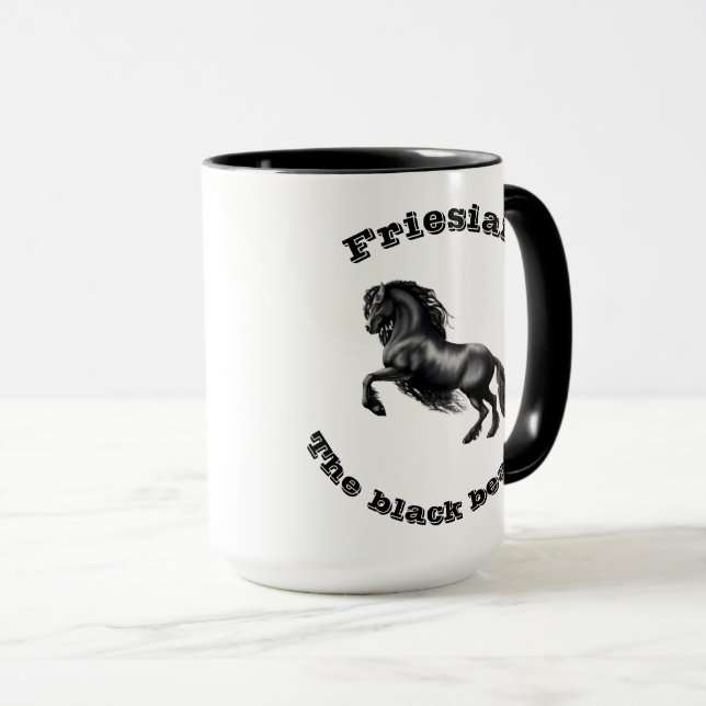 Taza Caballo frisio, negro del semental, la belleza (Anverso derecho)