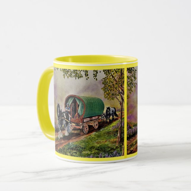 Taza Caballo gitano vainero Caravana irlandesa amarillo (Anverso izquierdo)