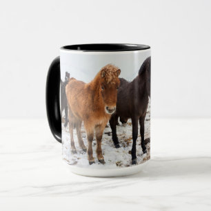 Taza Caballo Islandés Durante el Invierno Islandia