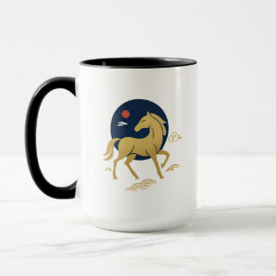 Taza Caballo Lunar Dorado — Elegante Año Nuevo Lunar 20