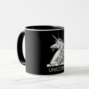 Taza Caballo mágico de unicornio blanco y negro