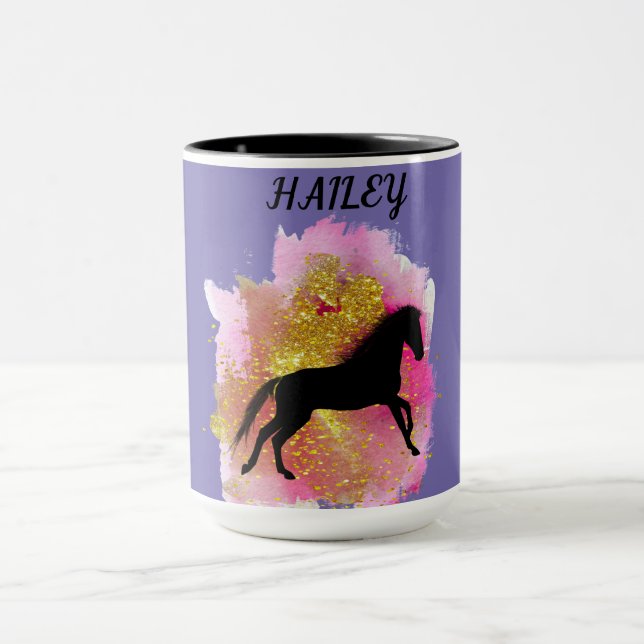 TAZA CABALLO NEGRO DERRAME PERSONALIZADO COMBO MUG (Centro)