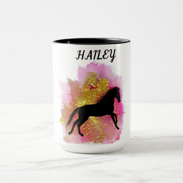 TAZA CABALLO NEGRO DERRAME PERSONALIZADO COMBO MUG (Centro)