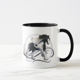 Taza Caballo negro tobiano gitano vanner