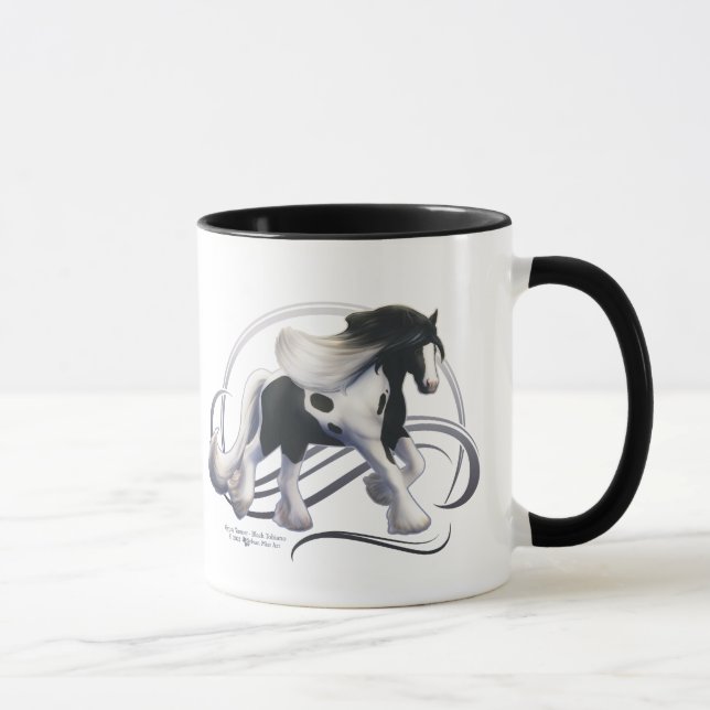 Taza Caballo negro tobiano gitano vanner (Derecha)
