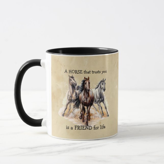 Taza CABALLO que confía en AMIGO por vida (Izquierda)