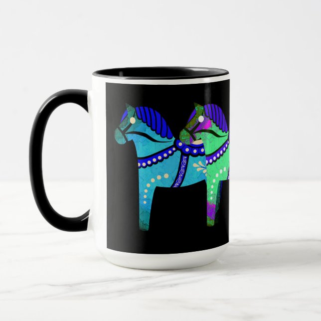 Taza Caballo rojo/azul/rosa/verde nórdico folk dala (Izquierda)