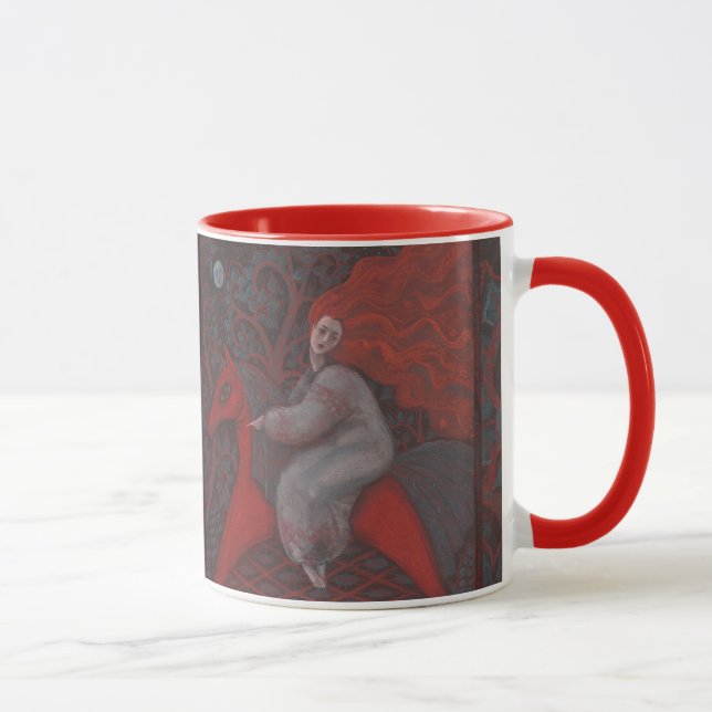 Taza "Caballo Rojo", jengibre, arte folclórico, tonos t (Derecha)