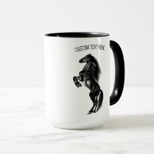 Taza Caballo salvaje negro vertical - Dibujo - Añadir 