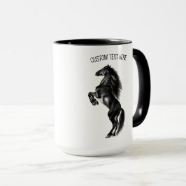 Taza Caballo salvaje negro vertical - Dibujo - Añadir e