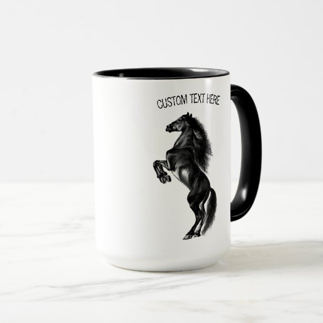 Taza Caballo salvaje negro vertical - Dibujo - Añadir e (Anverso derecho)