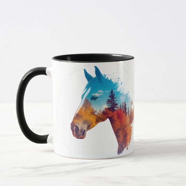 Taza Caballo surrealista en bosque otoñal (Izquierda)