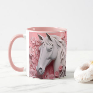 Taza Caballo y flores, regalo ecuestre, equitación