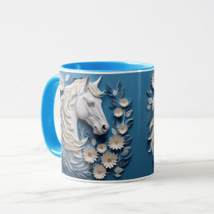 Taza Caballo y flores, regalo ecuestre, equitación
