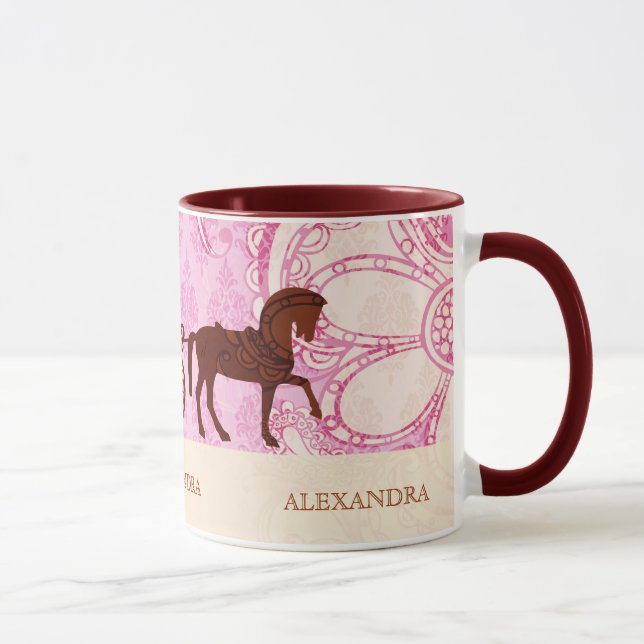 Taza Caballo y transporte boda - Personalizado Texto (Derecha)