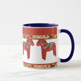 Taza Caballos de Dala del sueco con la frontera del