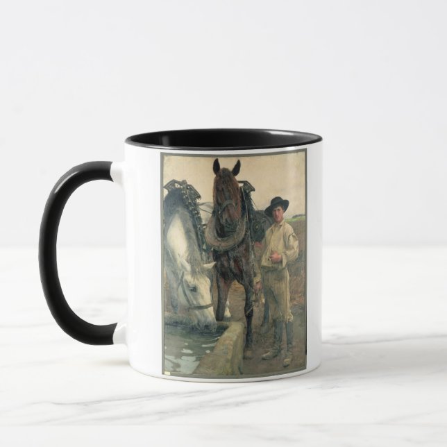 Taza Caballos en el canal del agua, 1884 (aceite en (Izquierda)
