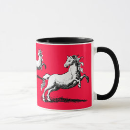 Taza Caballos galopantes rojo y negro elegantes