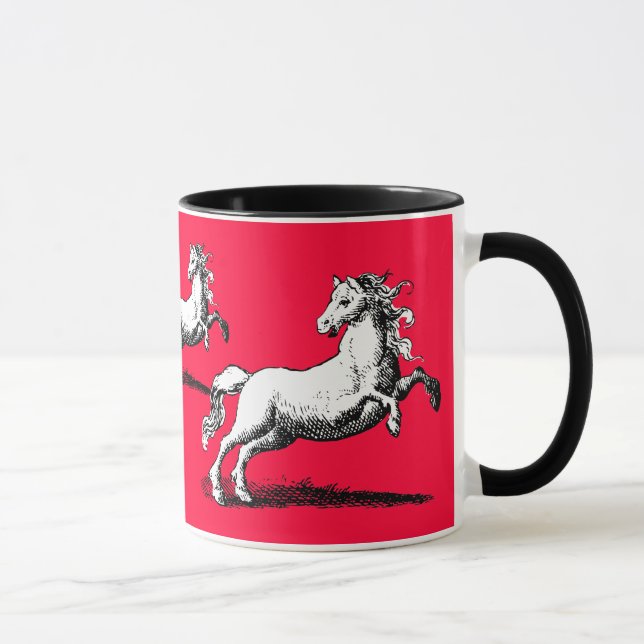 Taza Caballos galopantes rojo y negro elegantes (Derecha)