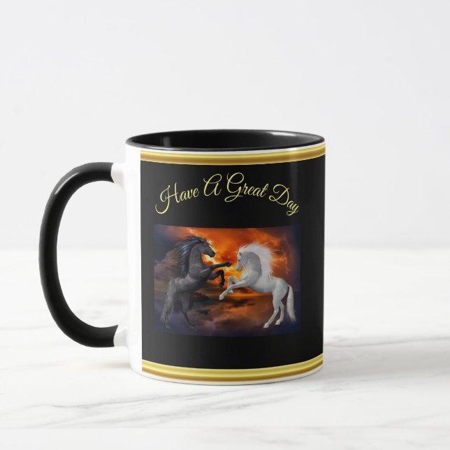 Taza Caballos luchando en una tormenta de malos rayos (Izquierda)