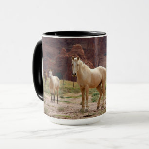 Taza Caballos Navajo corren libres en el suelo del cañó