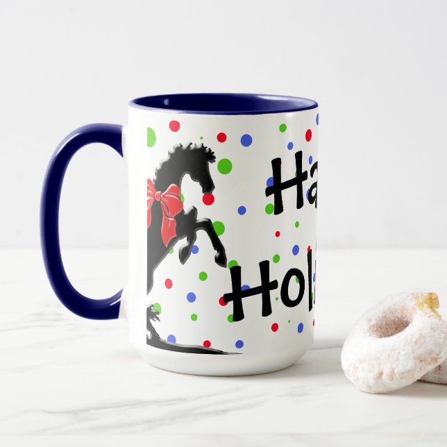 Taza Caballos Polka Dot Heart (vacaciones) (Con donut)