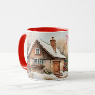 Taza Cabaña de Navidad en un paisaje nevado