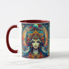 Taza Cabello azul turquesa de cabeza de diosa abril -