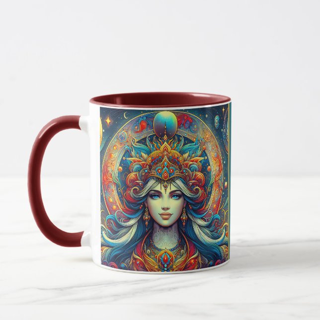 Taza Cabello azul turquesa de cabeza de diosa abril - (Izquierda)