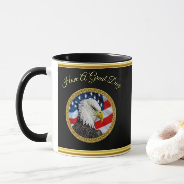 Taza Cabeza de águila y diseño de Relieve metalizado de (Con donut)