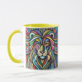 Taza Cabeza de león colorida detallada