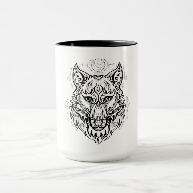 Taza Cabeza de lobo con decoración étnica (Centro)