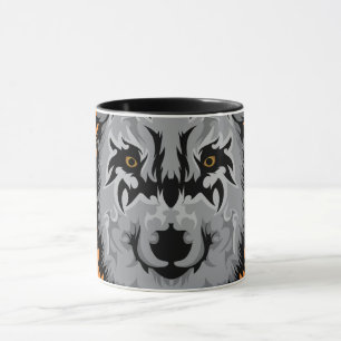 Taza Cabeza de lobo tribal gris