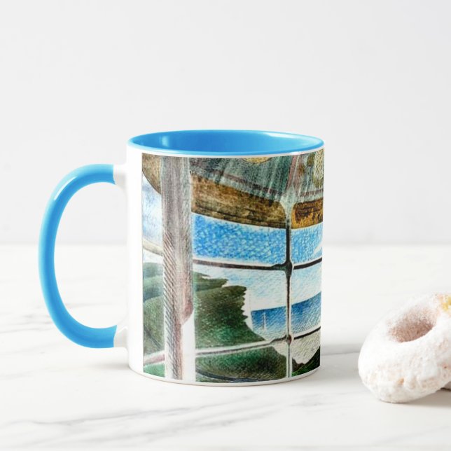 Taza Cabeza de playa del faro Belle Tout, (Con donut)