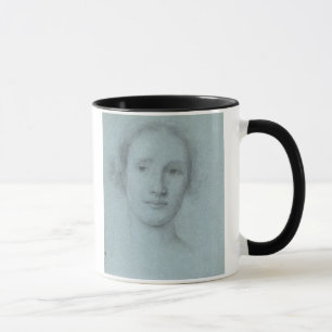 Taza Cabeza de un chica (tiza blanco y negro en el azul