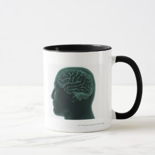 Taza Cabeza humana en el perfil que muestra el cerebro