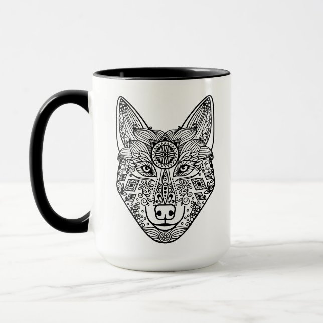 Taza Cabeza inspirada del lobo (Izquierda)