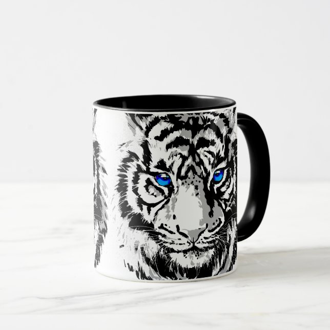 Taza Cabeza Siberiana de Tigre Blanco - Café Tigre Blue (Anverso derecho)