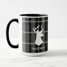 Taza Cabezal de Stag en blanco y negro